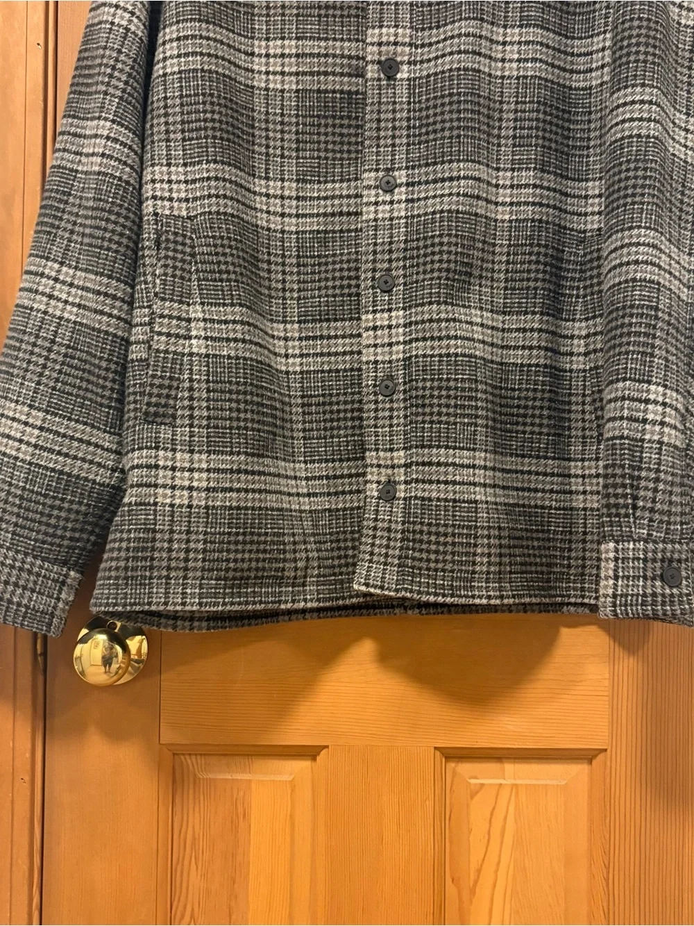 Cuts Clothing Men’s Black and Gray Glen Plaid Wool Blend Premium Shirt Jacket; L